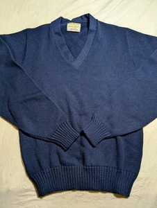 Bristol 100% Acrylic V Neck Sweater Navy Blue Men's 44 Vintage 1960s - Picture 1 of 9