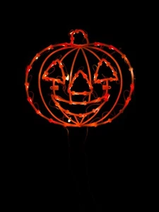 Vintage 14" beleuchtetes Kürbis Gesicht Wandbehang Halloween Innen/Außen Dekor - Bild 1 von 4