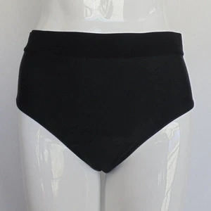 new CUPSHE Bikini Bottom, 0X, Solid Black, Mid-high waist, modest cut - Picture 1 of 9
