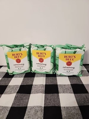 3 PACOTES de Toalhas de Limpeza Facial Burt's Bees Pepino e Perfeito 30 Toalhas Ea. - Imagem 1 de 4