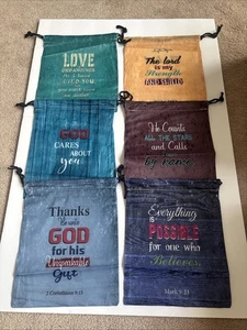 Bolsas de nailon versículo bíblico de 10”x8” nuevas impresión a doble cara: juego de 6 piezas nuevas - Imagen 1 de 15