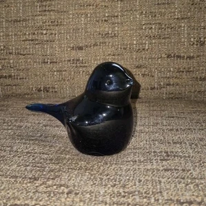 Estatuilla de pájaro azul oscuro vintage pisapapeles de vidrio soplado sin astillas ni grietas - Imagen 1 de 4