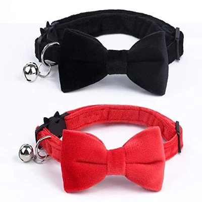 SuperBuddy Cat Collars Breakaway with Cute Bow Bell - 2 Pack Kitten red+black