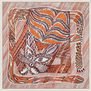 HERMES Carre 90 Le Chat Carre Bufanda de Seda Mantón Naranja Multicolor Gato Nuevo con Caja - Imagen 1 de 3
