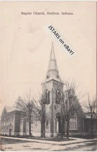 c. 1907 BLUFFTON, IN, BAPTIST CHURCH BUILDING POSTCARD - Picture 1 of 1