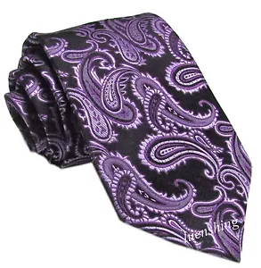 Nueva Corbata Marca Q Para Hombre Micro Fibra Cuello Cachemira Cuello Corbata Solo Púrpura Negro Baile de graduación - Imagen 1 de 2
