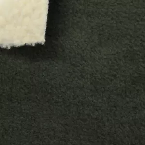 Tessuto pile sherpa legato VERDE OLIVA materiale super morbido come pelliccia CAMPIONE GRATUITO - Foto 1 di 1