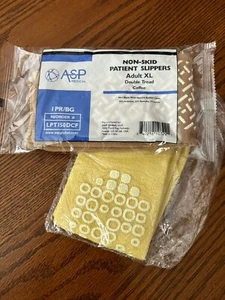 ASP Medical~NON-SKID PATIENT SLIPPERS Adult XL Double Tread~Coffee + Extra 🧦 - Picture 1 of 3