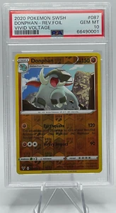 2020 Pokemon Schwert & Schild Vivid Voltage #087 Donphan - Reverse Foil PSA 10 GEM - Bild 1 von 2