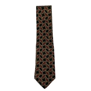 Vintage Bert Pulitzer 100% Silk Men's Necktie- Green/Brown/Red Paisley Print - Picture 1 of 5