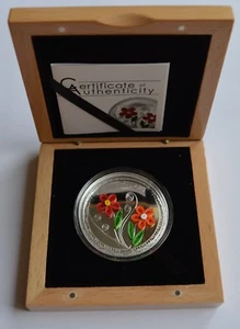 2016 Qulling Art Flowers Cook Islands 1/2 Oz Silver Proof Coin - Picture 1 of 5