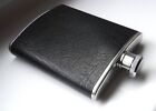 Stainless Steel ?Leather? Covered Curved Hip Flask - Good Used Condition