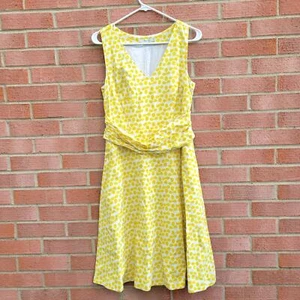 Boden Clover Leaf Linen Blend Lined Sleeveless Lois Dress Yellow Cream 6 - Picture 1 of 5