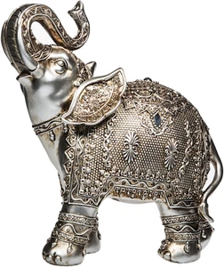 Estatuilla de resina en tono plateado troncal de pie Festival Elephant 81138 9 L - Imagen 1 de 3
