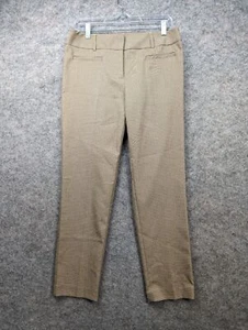 Van Heusen Pants Womens 8 Brown Yellow Plaid Straight Leg Flat Front Stretch - Picture 1 of 17