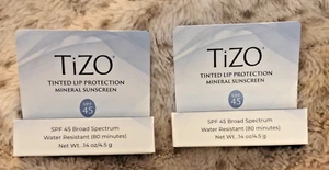 TIZO Tinted Lip Protection Mineral Sunscreen SPF 45 Full Size 2 Pack New In Box! - Picture 1 of 3