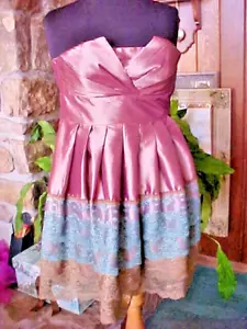 Ya of Los Angeles Cocktail Evening Dress Misses Dress Size Large Taffeta Lace - Picture 1 of 4
