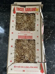 Vintage S.S. Kresge Tinsel Garland Gold 4”x18’ Original Box Germany Christmas - Picture 1 of 8
