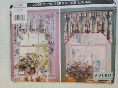 Curtains Window Treatment Valance Ruffle 1536 Living Vogue Sewing Pattern VTG - Image 1 of 4