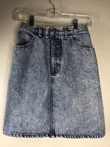 Falda de mezclilla lavada con ácido Forenza de colección para mujer 6 azul hasta la rodilla hecha en Italia - Imagen 1 de 7