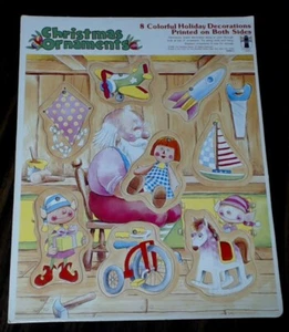 Rainbow Works Christmas Ornaments Vintage 1980 Frame Tray Puzzle Santas Toy Shop - Picture 1 of 5
