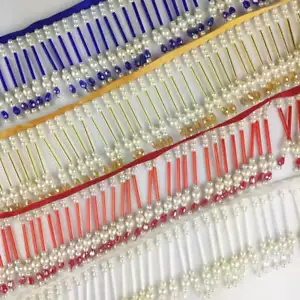 2 Yards / 7 Colors / Josue Beaded Ball Tassel Fringe Trim - Picture 1 of 11