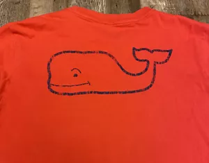 Vineyard Vines Long Sleeve Whale Shirt Youth XL (18) Pocket Double Sided Red - Picture 1 of 9
