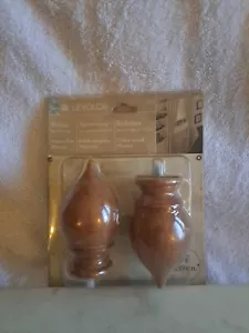1 Paquete de 2 Acabados de Madera Levolor Redondos Cónicos 77115 Cálidos Roble Marrón 1 3/8" Varilla - Imagen 1 de 2