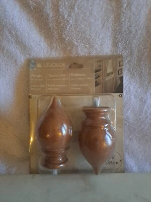 1 Paquete de 2 Acabados de Madera Levolor Redondos Cónicos 77115 Cálidos Roble Marrón 1 3/8" Varilla Foto 1 de 2