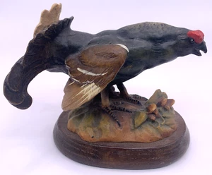 ANRI Wood Hand Carved Black Grouse Gunther Granget Vtg - Picture 1 of 8