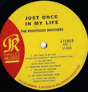 RIGHTEOUS BROTHERS just once in my life U.S. PHILLES LP_orig 1965 NEAR MINT - Picture 1 of 4