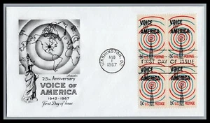 US FDC # 1329 6c Voice of America Artmaster block 1967, 9M116 - Picture 1 of 1