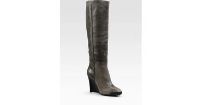 $945 NWB TOD'S Zeppa Wedge Knee High Boots Pull On Women Shoes 36.5 6.5 tall - Image 1 of 3