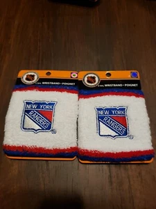 Lote de 2 Muñequeras de tela con logotipo del equipo de hockey de la NHL New York NY Rangers blancas - Imagen 1 de 4