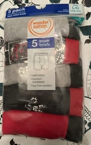 Wonder Nation Boys Cotton Boxer Brief Underwear 5-Pack Size L 10/12 - Picture 1 of 4