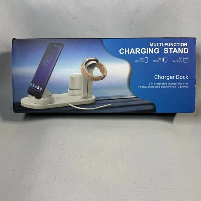 Multi Function Charging Stand 3 in 1 Rotatable Charger Dock for iPhone Micro US - Image 1 of 4