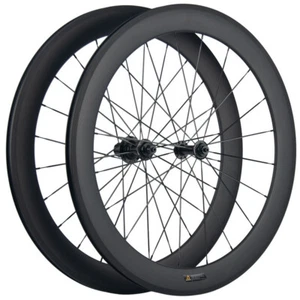 700C 60mm Road Bike Wheels Clincher Carbon Wheelset Front & Rear Wheels Bicycle - Picture 1 of 10