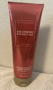 Bath and Body Works STRAWBERRY POUND CAKE Body Cream 8 oz / 226 g * NEW * - Picture 1 of 3