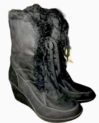 Botas Route 66 Tawney negras de gamuza con tacón de cuña para mujer talla 8 nuevas con etiquetas Foto 1 de 4