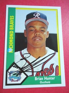 Brian Hunter - 1990 CMC Autographed Baseball card # 19 - Richmond Braves - OF
