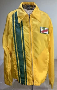 Vtg Dekalb Swingster Jacket Lightweight Full Zip Yellow/Green Racing Stripe LG - Picture 1 of 12