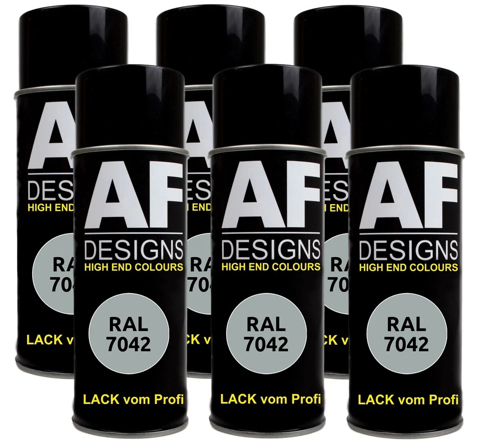 6x RAL Lackspray Autolack Sprühdose Spraydose RAL7042 VERKEHRSGRAU A glänzend ma - Bild 1 von 1