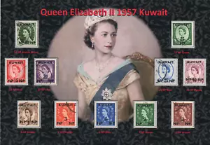 QEII NICE DISPLAY OF QUEEN ELIZABETH II 1957 KUWAIT WILDINGS POSTAL USED SET VFU - Picture 1 of 2