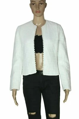Polder Front Open Quilted Lace Long Sleeve White Jacket Casual New X Small XS - Image 1 of 4