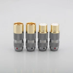 4Pcs Viborg Pure Red Copper Gold Plated Hifi Audio Cable Balance 3 Pin XLR Plug - Picture 1 of 7