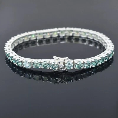 Сертифицированный обработанный теннисный браслет унисекс с синими бриллиантами — отличный блеск и блеск - Изображение 1 из 4