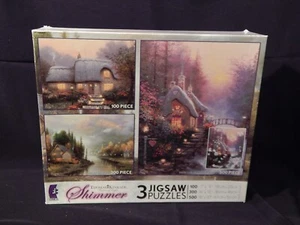 2009 Ceaco Thomas Kinkade 3 Shimmer Jigsaw 100 / 300 / 500 Puzzles Sealed - Picture 1 of 6