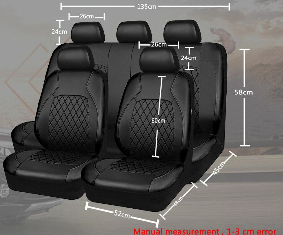 Juego completo de fundas protectoras de cojín delanteras traseras acceso universal de cuero PU para asiento de coche Foto 1 de 4