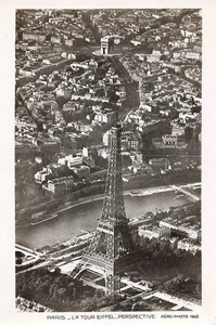Vintage Paris Eiffelturm Luftbild Postkarte Souvenir Französisch - Bild 1 von 2