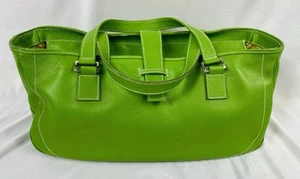 Tess And Carlos Designer Lime Green Pebbled Leather Shoulder Hand Bag Purse - Picture 1 of 8